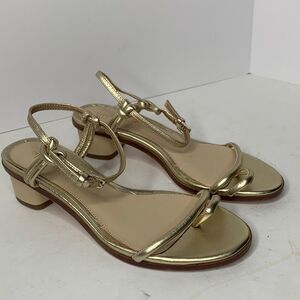 J. McLaughlin Helena metallic gold leather toe ring dress sandals